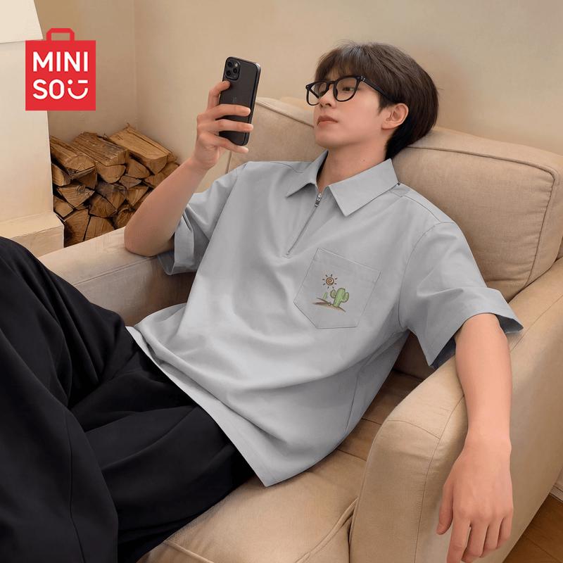 MINISO Men s Casual Short Sleeve Lapel Shirt 2XL