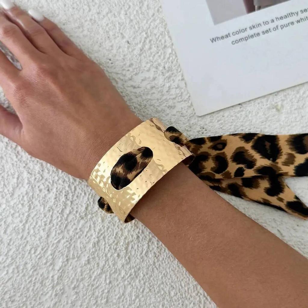 IngeSight.Z Creative Colorful Ethnic Style Wristband Metal Bracelet Women Classic Pleated Scarf Wrapped Open Bangle Jewelry 2026