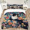 3pcs Colorful Garden Cat Print Cover Set Ultra Soft, Breathable, and Comfortable Bedding with Stylish Design for Bedroom and Guest Room Decor 1 C