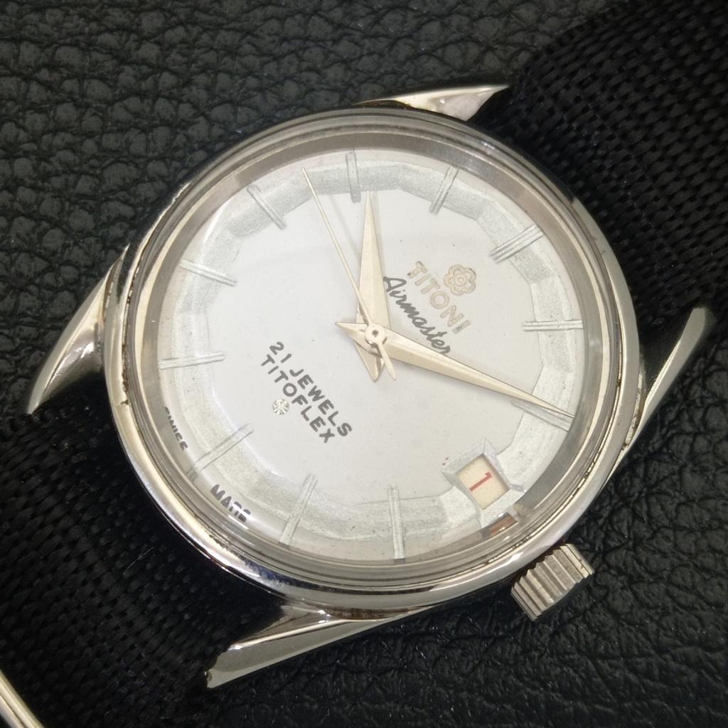 TITONI AIRMASTER TITOFLEX VINTAGE HAND-WINDING SWISS MENS WHITE WATCH a703245-1 R213a-a703245