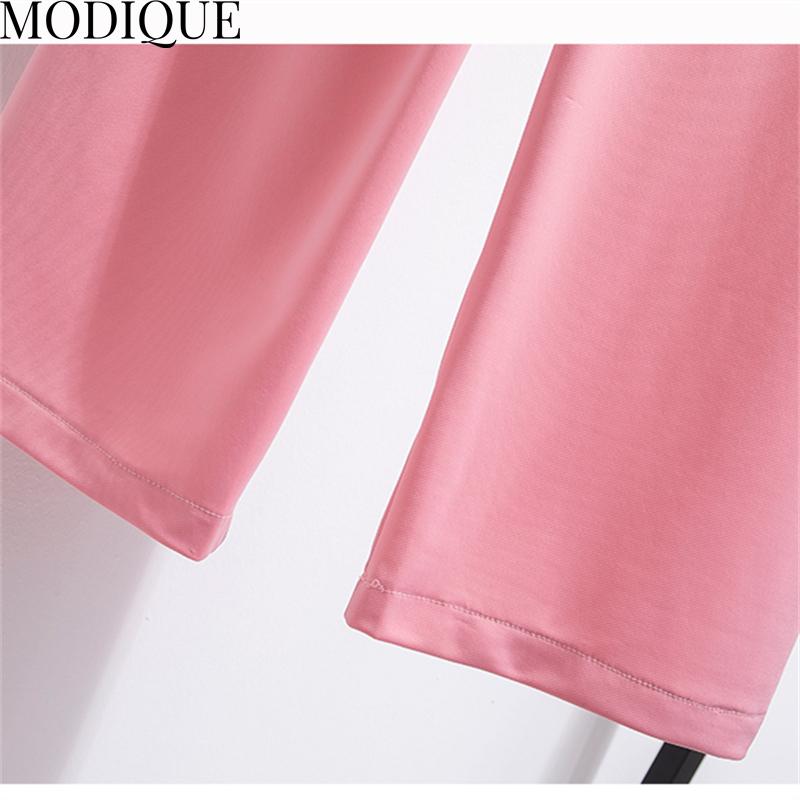 MODIQUE Jaro Léto Nadměrná velikost Nové Ženy Volné Ležérní Bavlna Rovné Dlouhé Kalhoty Tepláky Dámské Všestranné Základy Široké nohavice Délka ke kotníkům