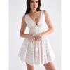 Mist Rose House Same Romantic Sweet Lace Stitching Cream Print Waist Hugging Pure Desire Puffy Dress