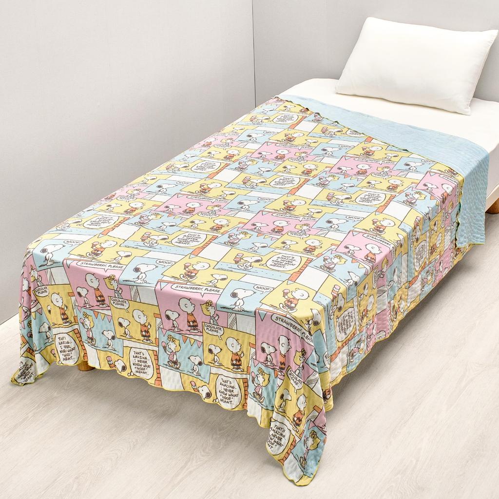 Nishikawa Snoopy Cool Blanket, Single, Washable, Cool Material, Yellow, FR05806600 PN5604BD, Ice Cream Pattern
