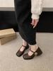 New Women Fashion Square Toe Close Toe Ankel Strap Mules Ladies Elegant Mary Jane Ballet Shoes Mid Heel Dress Pumps 2025