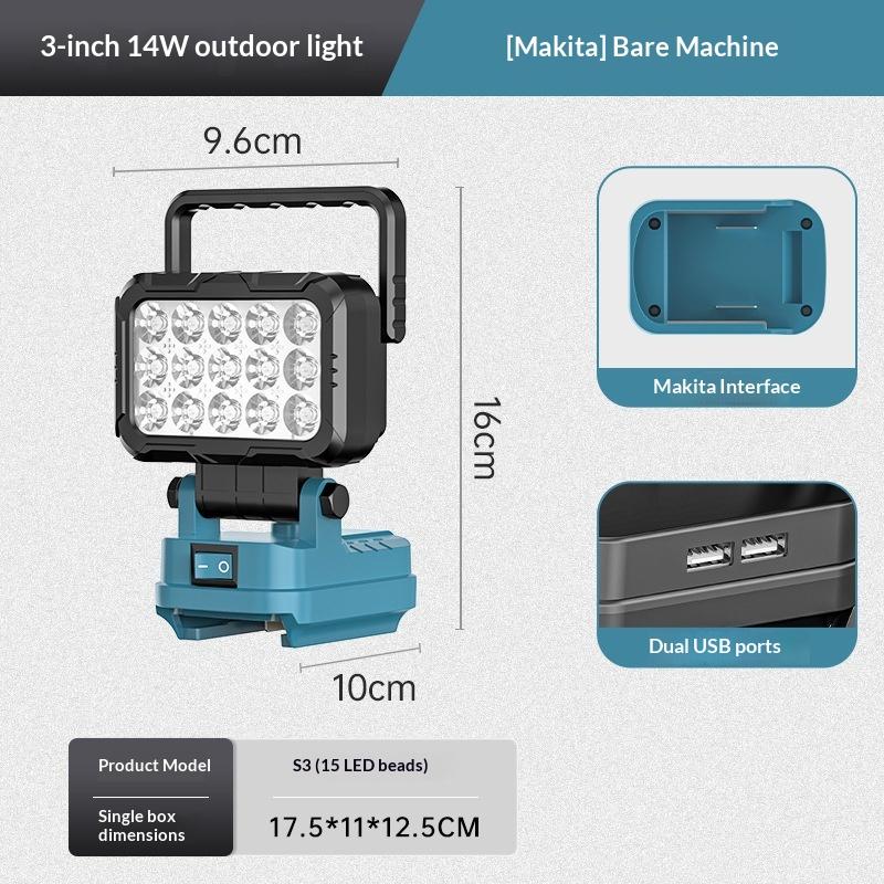 1Pcs Led Work Light 3/4/5Inch With Handle And Dual Usb Interface Suitable For 18V Lithium-Ion Battery Flashlight