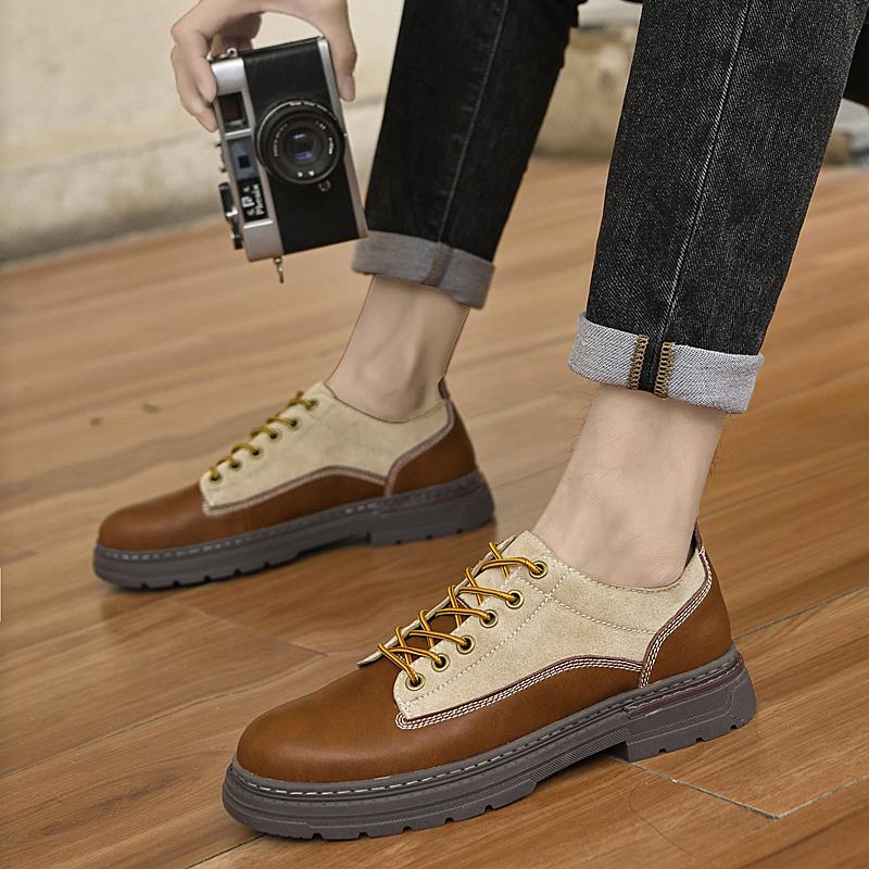 2026 New Premium Men's Industrial Style Shoes - Durable Cowhide with Woven Lace Design & Slip-Resistant Outsole for Casual Use