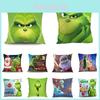 Capa de Almofada Adorável do Grinch Impressa em 3D com Zíper Invisível Ideal Para Decoração Confortável de Sofá e Cama