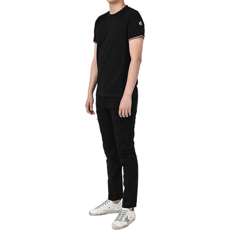 Moncler Logo Crew Neck Short Sleeve Black T-Shirt Men Tops G1-091-8C71600-87296-999