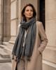 Gray Scarf with Fringes 180X80 - Cotton with Polyester