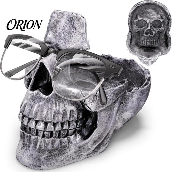 Gothic Office Desk Storage Resin Skull Multifunctional Tray, Eyeglasses Holder Jewelry Organizer for Creative Sculpture Keys Coins Trinkets,