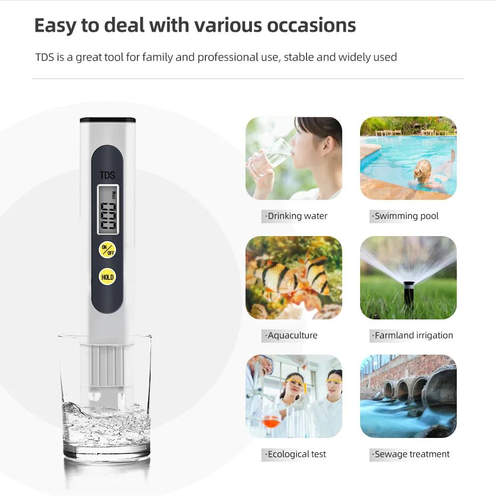 Digital Water Tester TDS Meter 3V 0-9990 PPM Water Quality Tester Pen Backlit LCD Display for Pools Drinking Water Aquariums