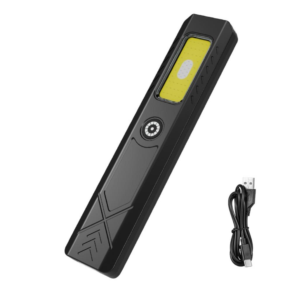Rechargeable LED Keychain Flashlight with Magnet Back Clip Design Security Flashing Work Light Ultra-thin Multifunctional