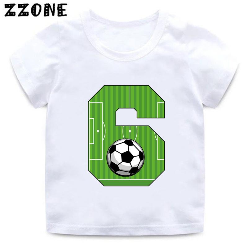 Cartoon Football Number Bow Print Funny Boys Clothes Years Birthday Soccer Kids T Shirt Baby Girls T-Shirts