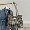 Pepita-Muster Große Kapazität Damen Mode Canvas Tragetasche Schulter Crossbody Tasche