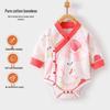 Unisex Cotton Long-Sleeve Snap-Up Bodysuit for Babies - All-Season Newborn Romper