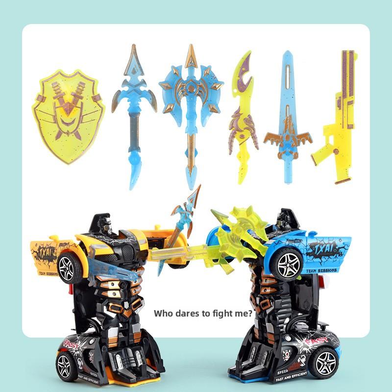 Children's 2025 new toy graffiti inertia deformation car racing one-click deformation robot