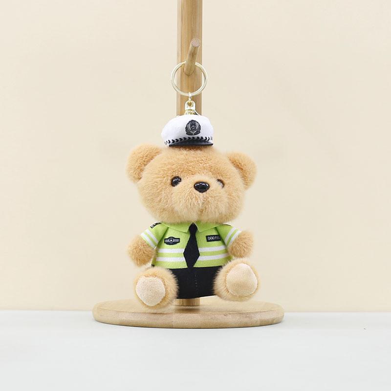 Adorable Plush Bear Keychain With Cute Policeman Design Perfect For Kids And Adults