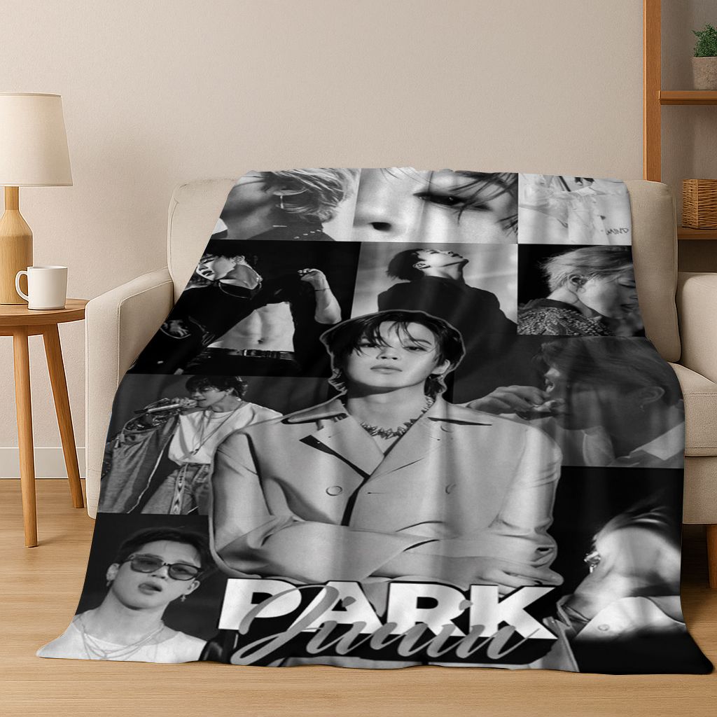 3D JIMIN Solo KPOP Singer Flannel Blanket,Warm and Cozy Soft Throw Blanket for Home Bedroom Bed Sofa Picnic Office Cover Gift