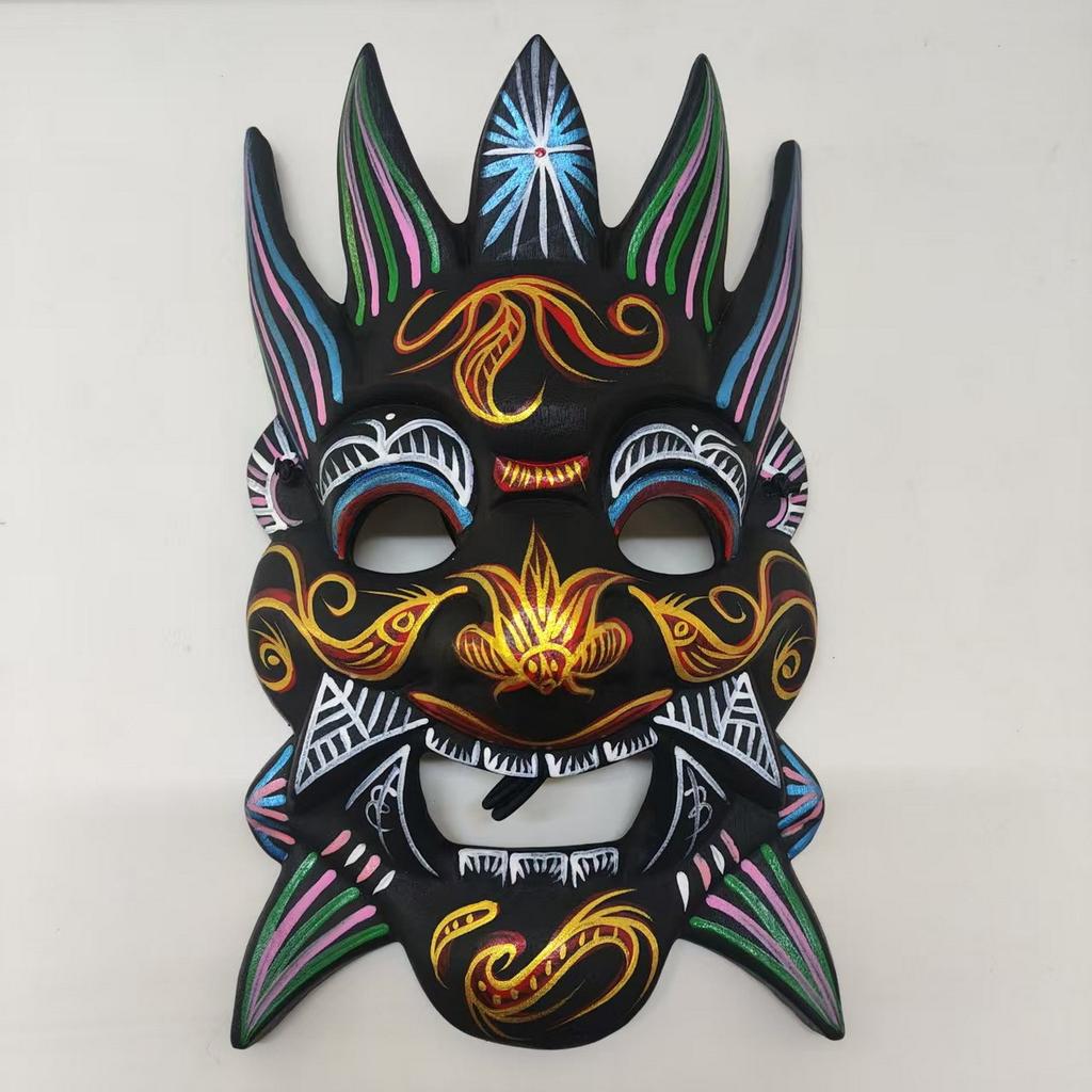 Halloween cos Ghost play mask, Japanese sacrificial costume props, Halloween carnival, horror ghost entertainment Nuo Opera Mask