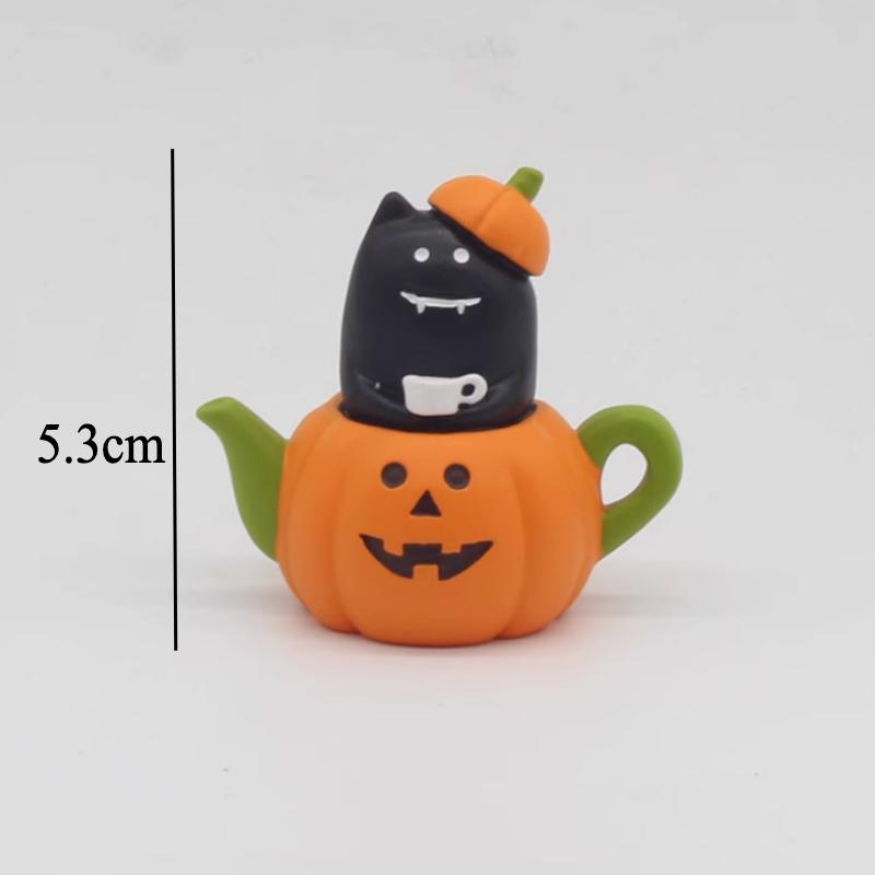 Cute Cat Halloween Concert Miniatures Funny Ghost Figurines Kawaii Shiba Vampire Magic Pumpkin Miniatures DIY Home Decoration