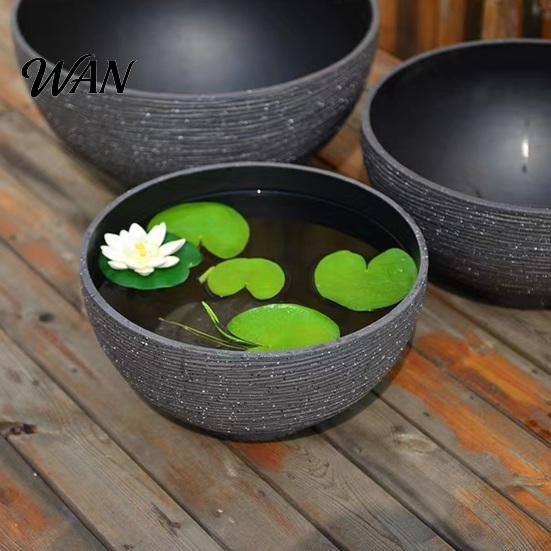 Thick Sturdy Flowerpot Plant Pot with Drainage, Resin Planter for Indoor Outdoor Winter Proof Plants, Medium Flower Pots Patio, Balcony Garden