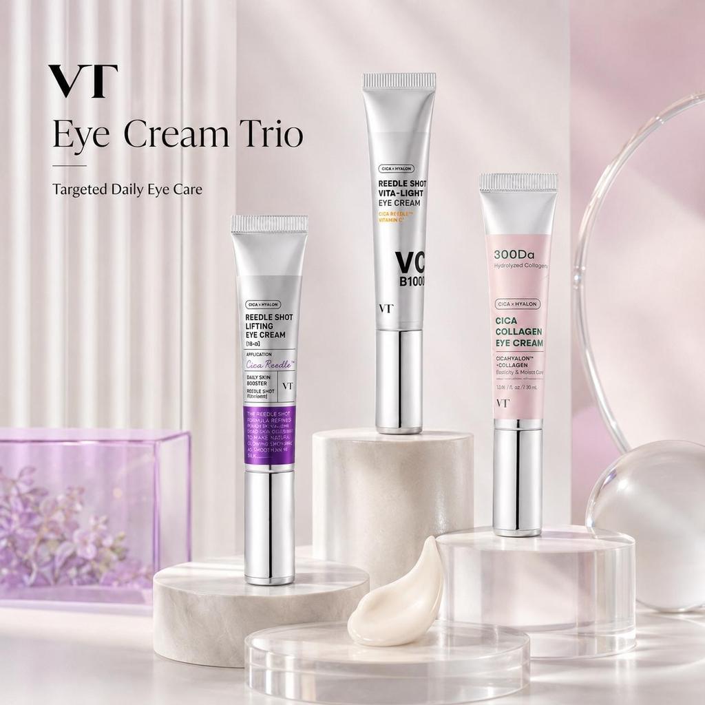 VT Cica Collageen/Reedle Shot Lifting/Riddle shot Vita-Licht Oogcrème 15ml