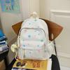 Cute Colorful Star Patterned Student Lightweight Backpack With Plush Pendant For Casual Use