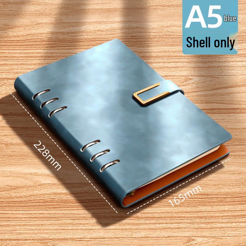 A5 Leather Loose-Leaf Notebook with Removable Cover & Magnetic Buckle