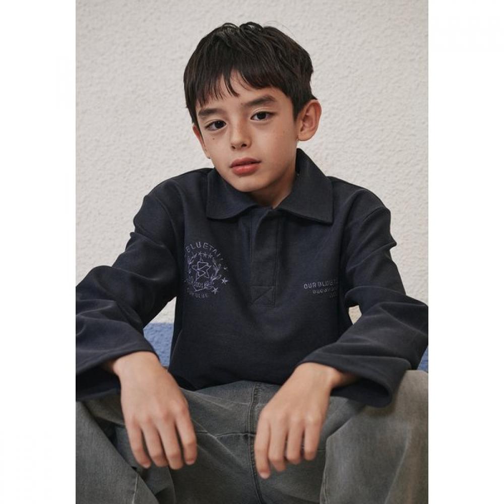 Bluetail Charcoal Grey Collar T shirT aaa1Ts06cg