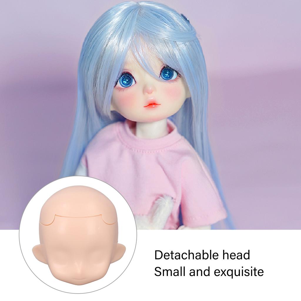 1/12 BJD Doll Head Blank for Ball Jointed Doll Customizable Faceup DIY Makeup Practice Removable Plastic Head Parts