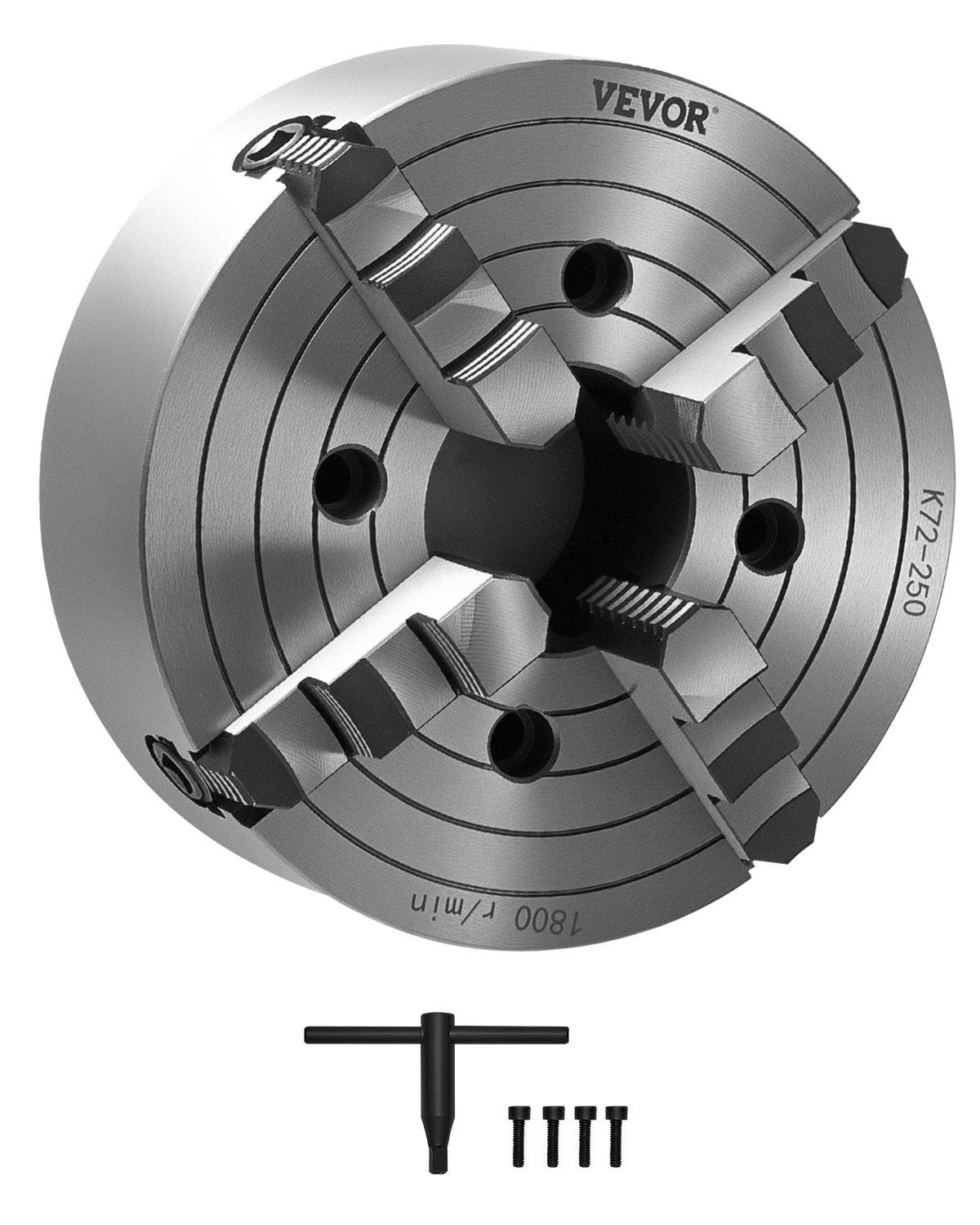 VEVOR 4-Jaw Lathe Chuck, 10 in
