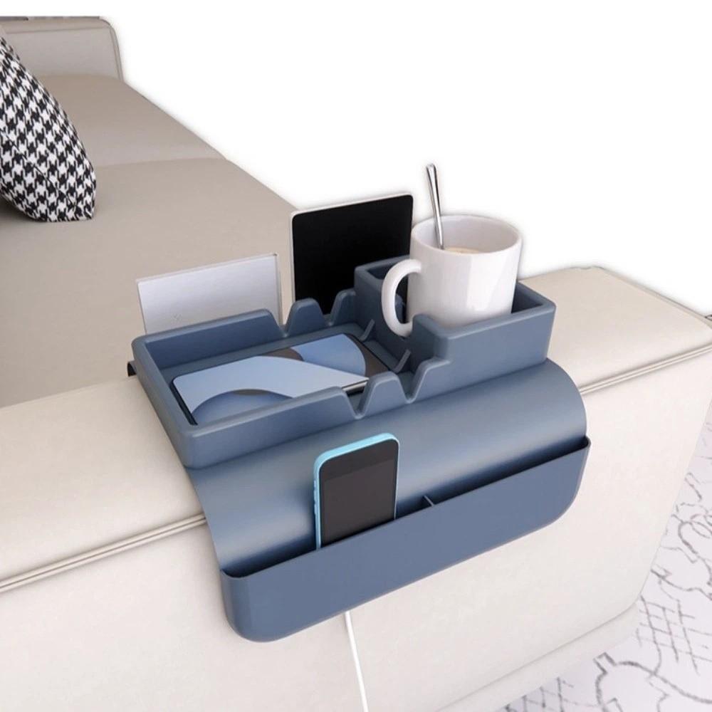 Space Saver Sofa Hanging Storage Bag Non-Slip Silicone Sofa Handrail Tray Multifunctional Easy To Storage Couch Mini Table albicocca