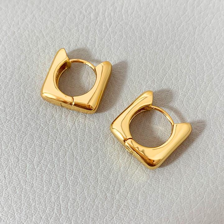 

Minimalist Geometric Square Earrings for Women - Shiny, Simple French Hoops