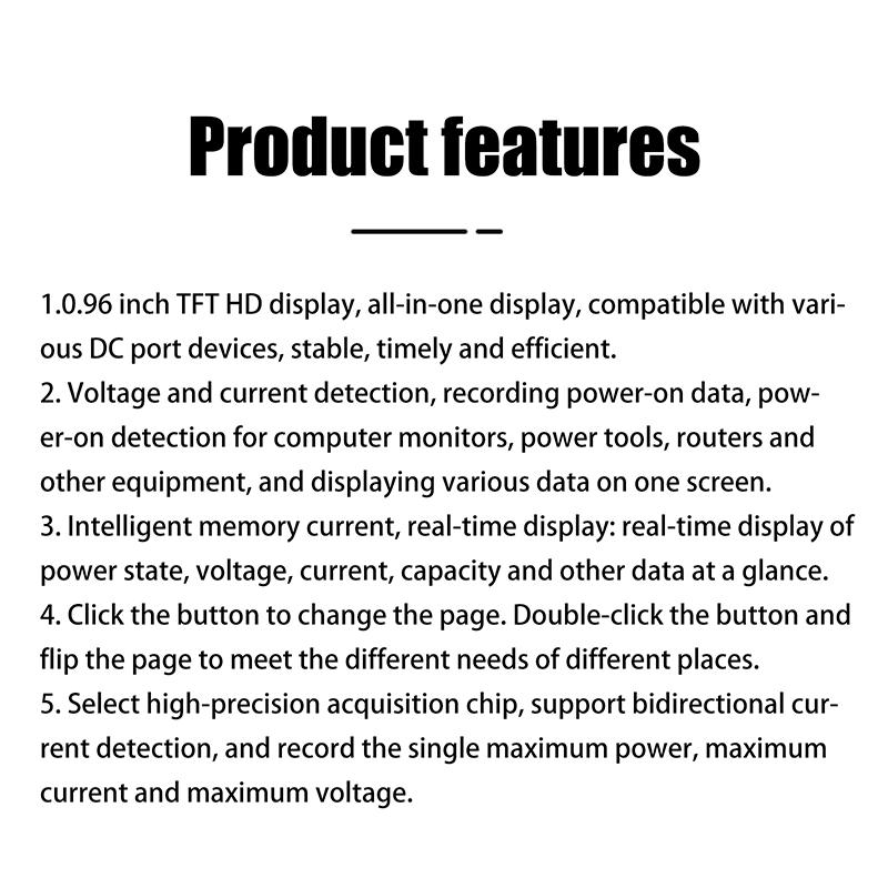 Kws-Dc28 0.96 Inch Tft Hd Digital Display Dc 5.5*2.5 Interface Tester Voltage Ammeter Power Meter Multi In One Display