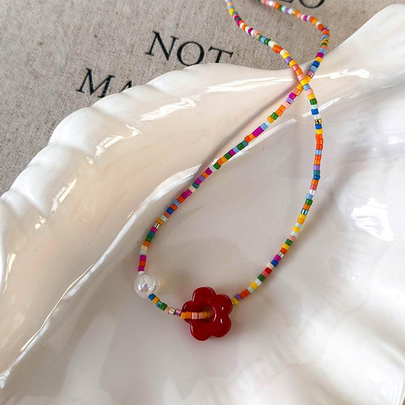 

Милі барвисті квіти русалок з бісеру, коротке намисто, ключиця, ланцюжок для дівчаток, аксесуар, чокер помаранчевий