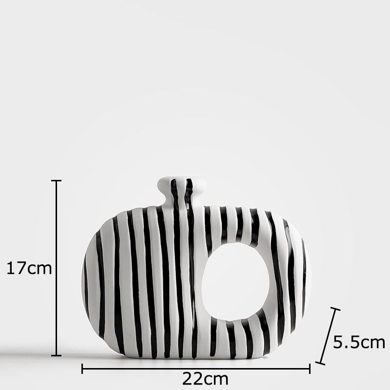 

Zebra Stripes Ceramic Vase Artificial Flower Decorative Flowers Pots Desk Decoration Modern Floral Vases Room Aesthetic Decor