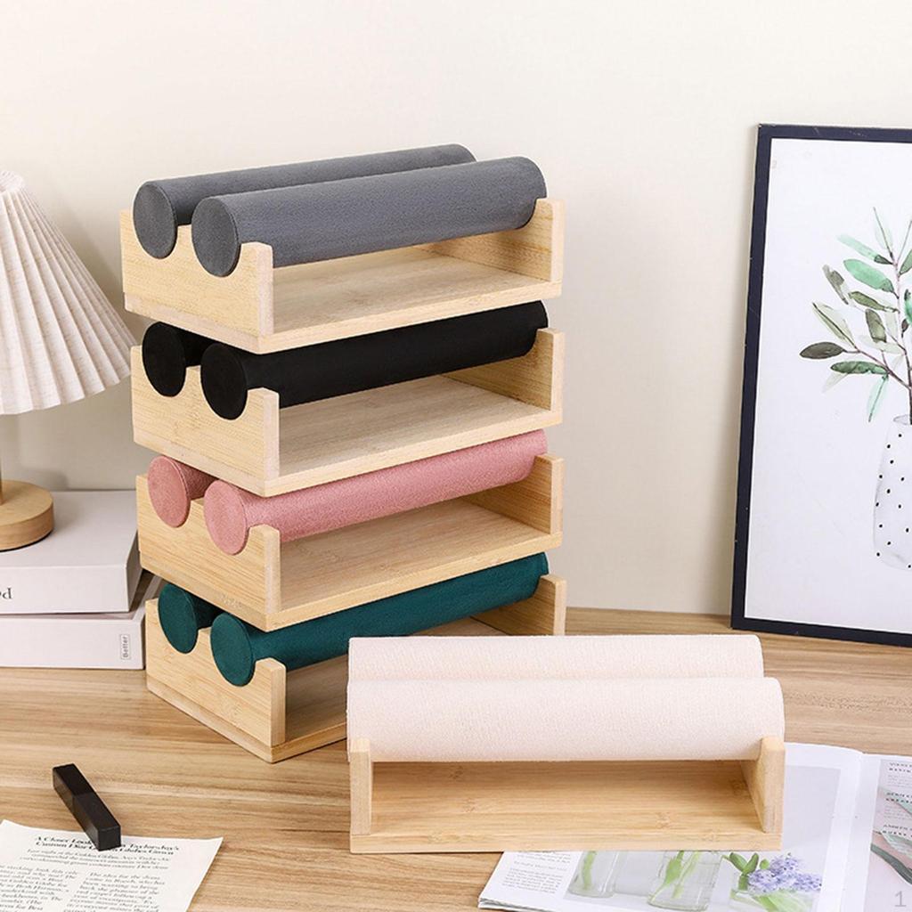 Double Bar Jewelry Holder Accessory Organizer for Home Use Smooth Surface Stylish Wooden Bracelet