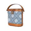 Tory Burch T Monogram Drawstring Logo Bucket Bag Women Handbags Brown Denim-Blue 159637-960