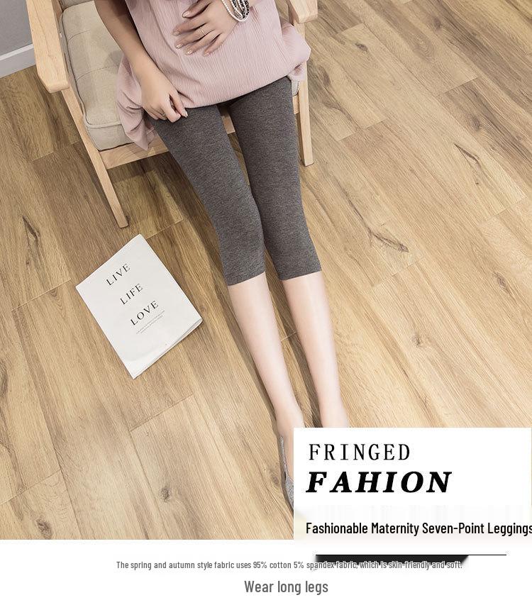Pantalones Cortos Ajustables de Maternidad de Modal de Cintura Alta: Leggings cómodos de siete puntos para el verano