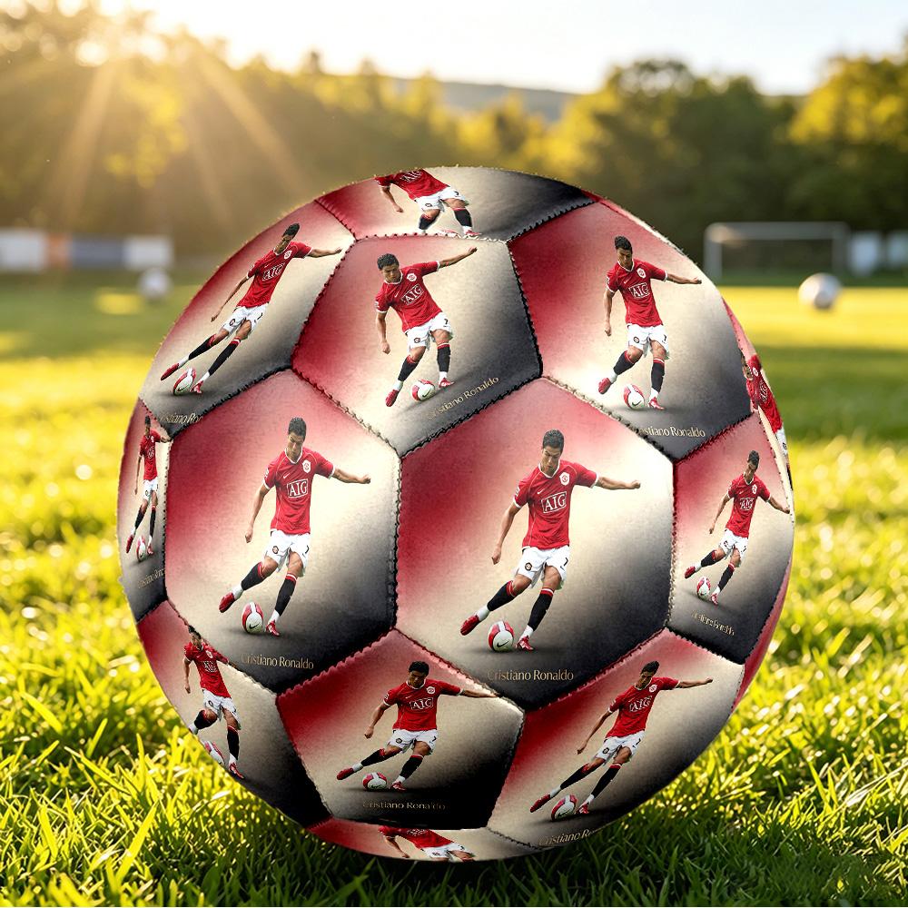 Pallone da Calcio Taglia 5 Stampato Cristiano Ronaldo Resistente all'Usura Standard Allenamento Adulti Regalo per Fan Partite Indoor Outdoor Sport