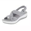 Summer Wedge Heel Bohemian Velcro Fish Mouth Muffin Cross Kink Women's Sandals