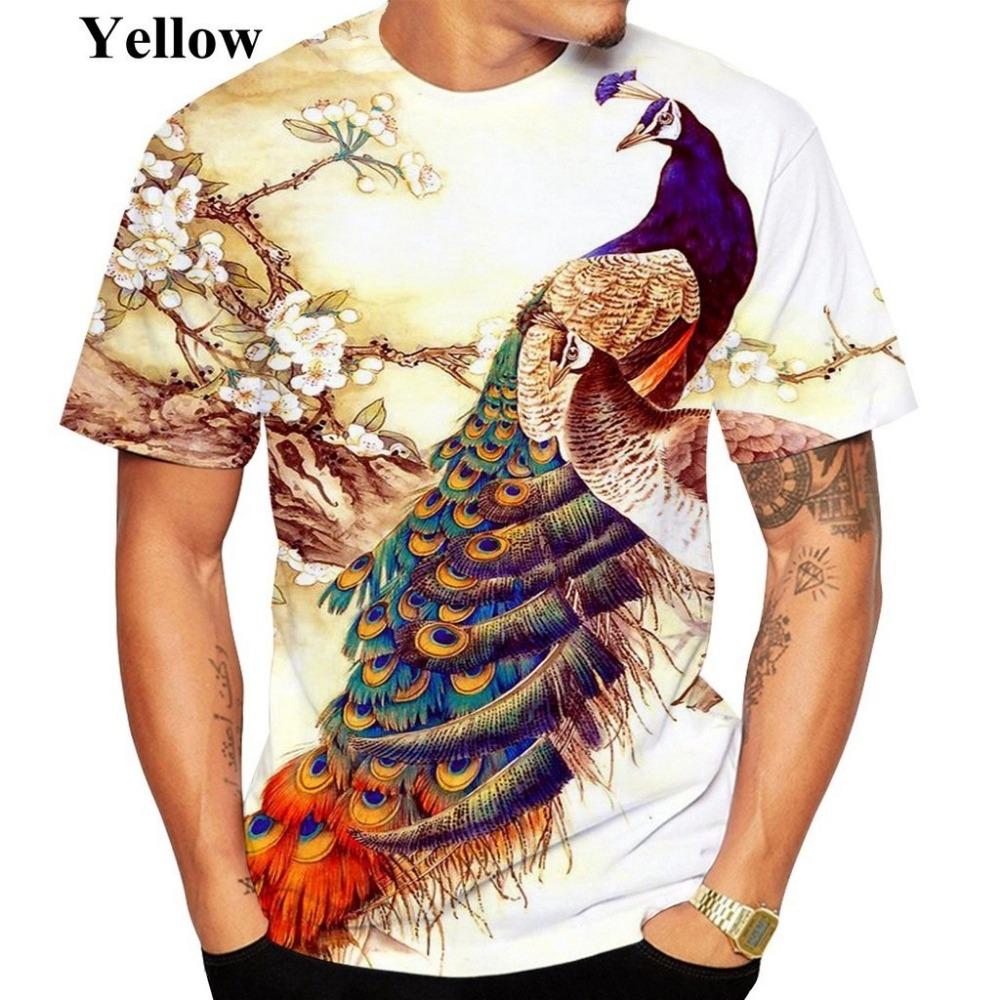 Innovative Peacock Display short sleeved T-shirt for men and women, new 3D printed Peacock T-shirt
