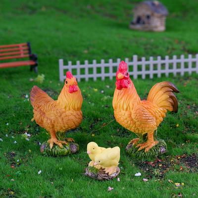 Rooster Chicken Figurines Farm Animal Model Home Decor Miniature Fairy Garden Diy Landscaping Cartoon Hen Chick Accessories