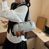 Trendy French Style Pu Bowling Bag Elegant PU Leather Boston Shoulder Bag Casual Large Capacity Women Handbags Armpit Bag