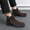 New Arrivals Coffee Men Ankle Boots Flock Zipper Round Toe Solid Business Men Short Boots  Size 38-46