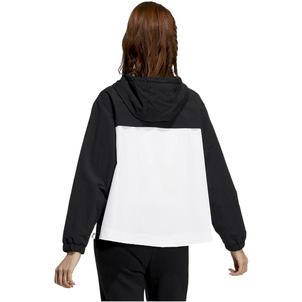 Adidas Neo W Util Wb3 Color Block Drawstring Loose Hooded Long Sleeve Jacket Women jackets Black White HN2321