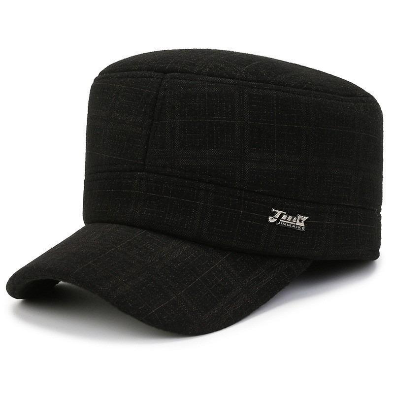 Winter hat Men's fleece cold-proof and warm flat-top hat Grandpa woolen thickened ear protector duck tongue cotton hat