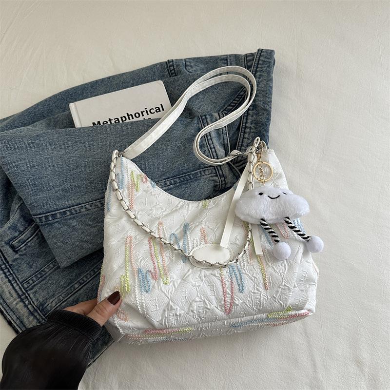 Commuting Simple Textured Bag for Women New Casual and Beautiful Crossbody Bag Large Capacity One-shoulder Toe Bag for Class