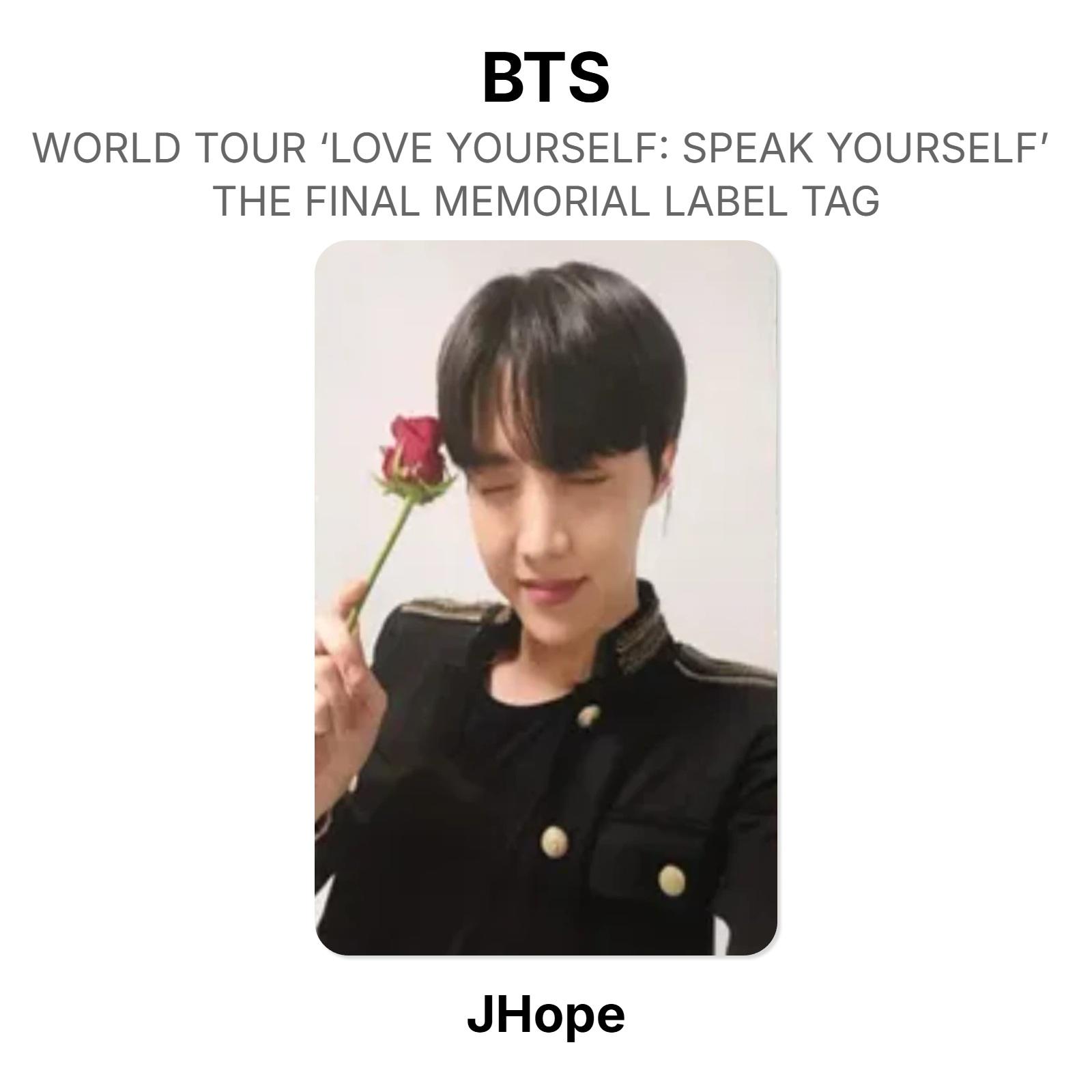 МИРОВОЙ ТУР BTS «LOVE YOURSELF»: ГОВОРИТЕ САМИ ФИНАЛЬНАЯ МЕМОРИАЛЬНАЯ БИРКА-ЭТИКЕТКА Официальная фотокарточка J-Hope