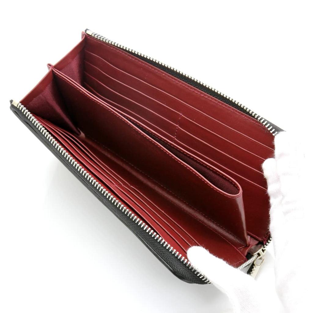 [Revetta] Stingray Leather Long Wallet, Wine Red Interior, YKK Zipper, Galusha (Stingray) Leather, Black, Men's & Women's, Genuine Leather [192stw-2]